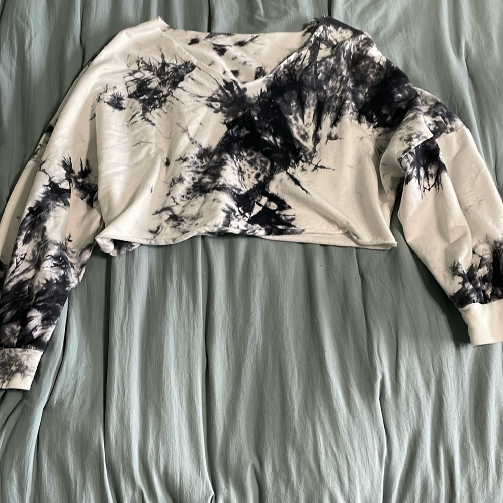 SHEIN drop shoulder cropped tie dye long sleeve